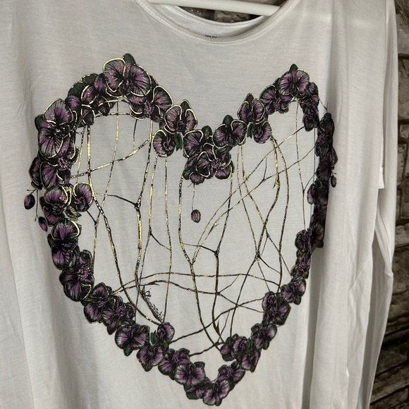 NWT Lauren Moshi Orchid Heart Long Sleeve Oversized Small - Picture 3 of 6